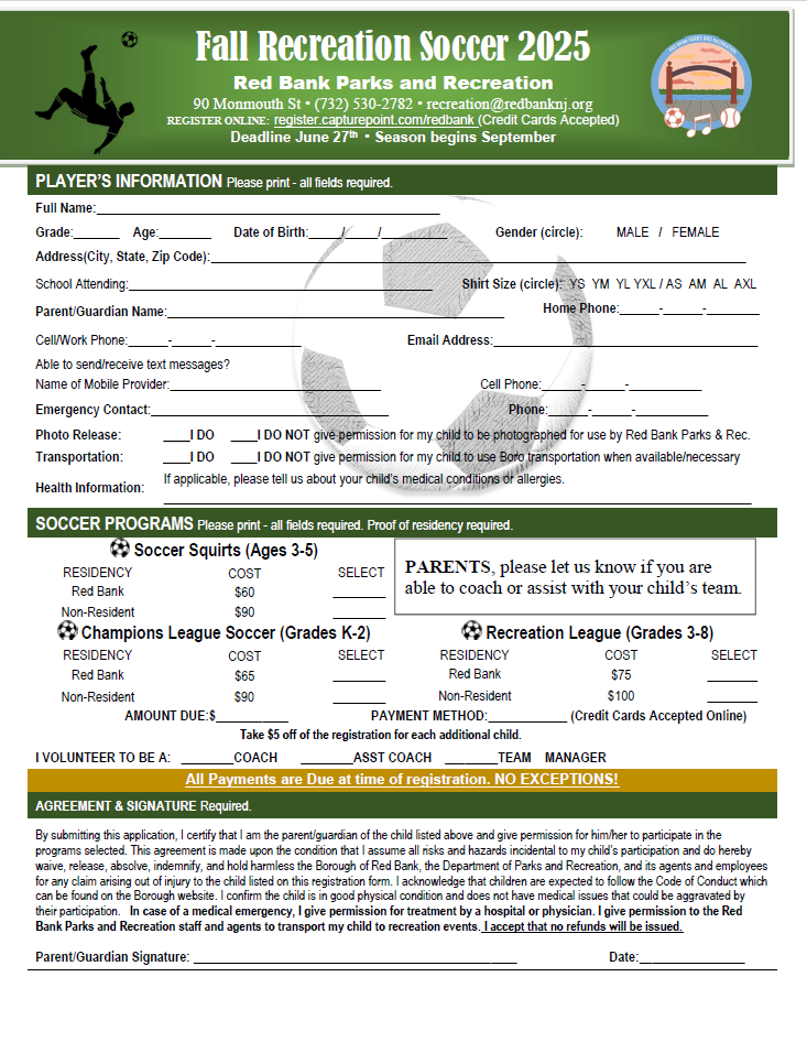 Fall Soccer Registration